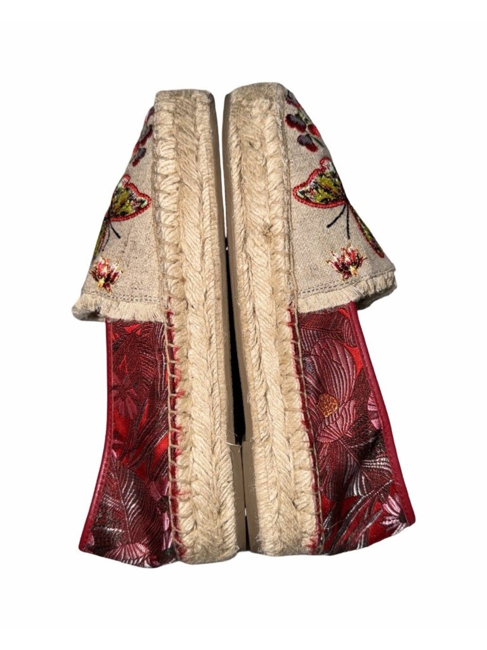 Johnny Was Osaka Canvas Espadrille Shoes Sz 7 Slip On Floral Boho Embroidered - Picture 3 of 6